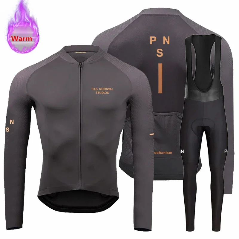 Pns Winter Thermal Fleece Set Cycling Clothes Men Jersey Suit Sport Riding Bike MTB Clothing Bib Pants Warm Set Ropa Ciclismo