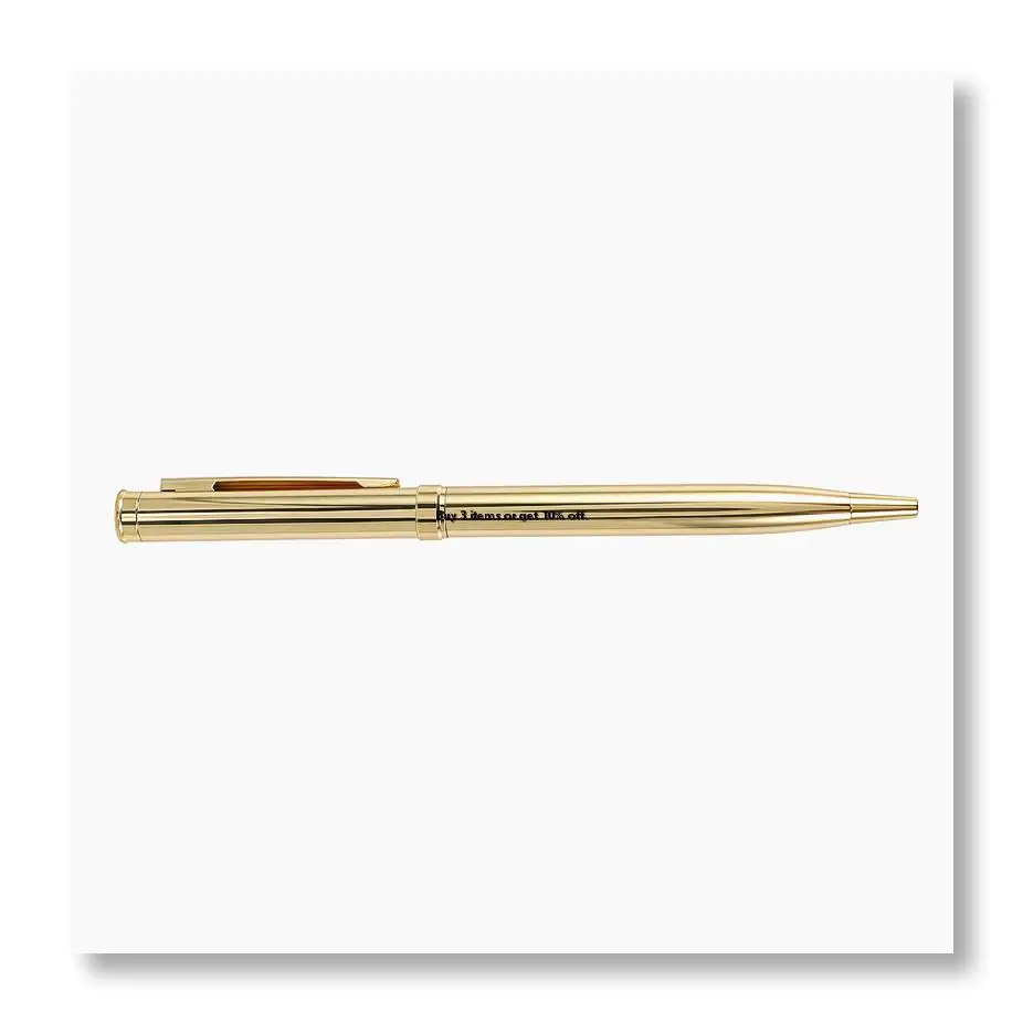 ●Metal Ballpoint Pen Stainless Steel Rotating Ball Pen for School Office Bright Writing Point 1.0mm (Golden)