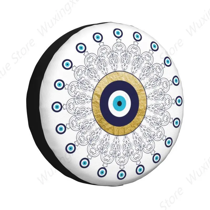 Custom Turkish Amulet Evil Eye Mandala Spare Tire Cover for Honda CRV Boho Mediterranean 4WD 4x4 SUV Car Wheel Protectors