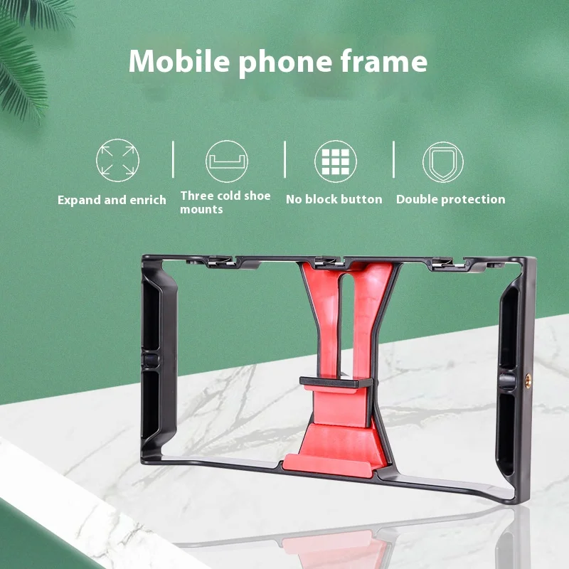 Universal SmartPhone Cage Protective Case With Cold Mount for iPhone Xiaomi Samsung Small U Rig Hand Grip Phone Video Stabilizer