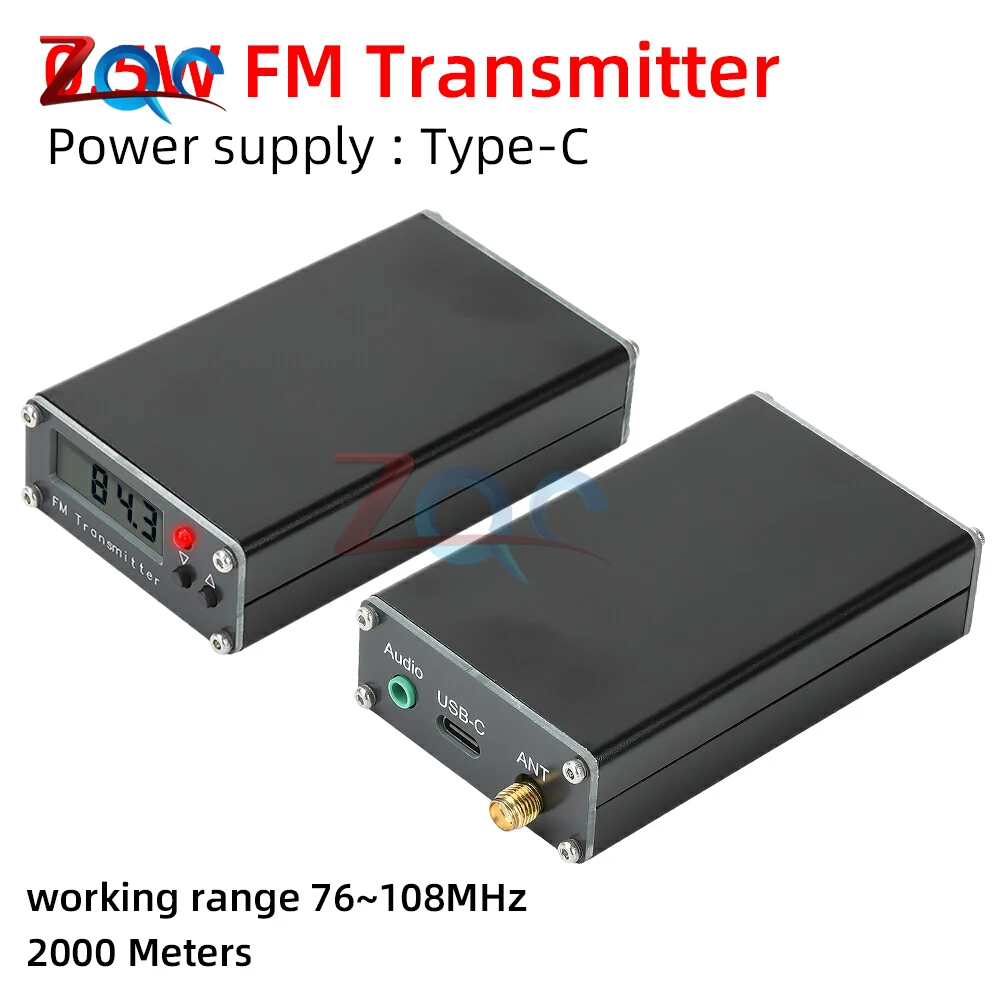 

2 км 0,5 Вт FM-передатчик 76–108 МГц цифровой дисплей стерео FM-передача TYPE-C USB-антенна передатчик приемник аудио радио
