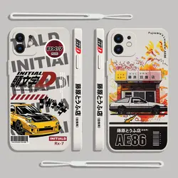 Funda de teléfono de Anime Initial D AE86 para iPhone, 15, 14, 13, 12, 11 Pro Max, Mini, X, XR, XSMAX, SE, 8, 7, 6S Plus, funda de silicona líquida suave