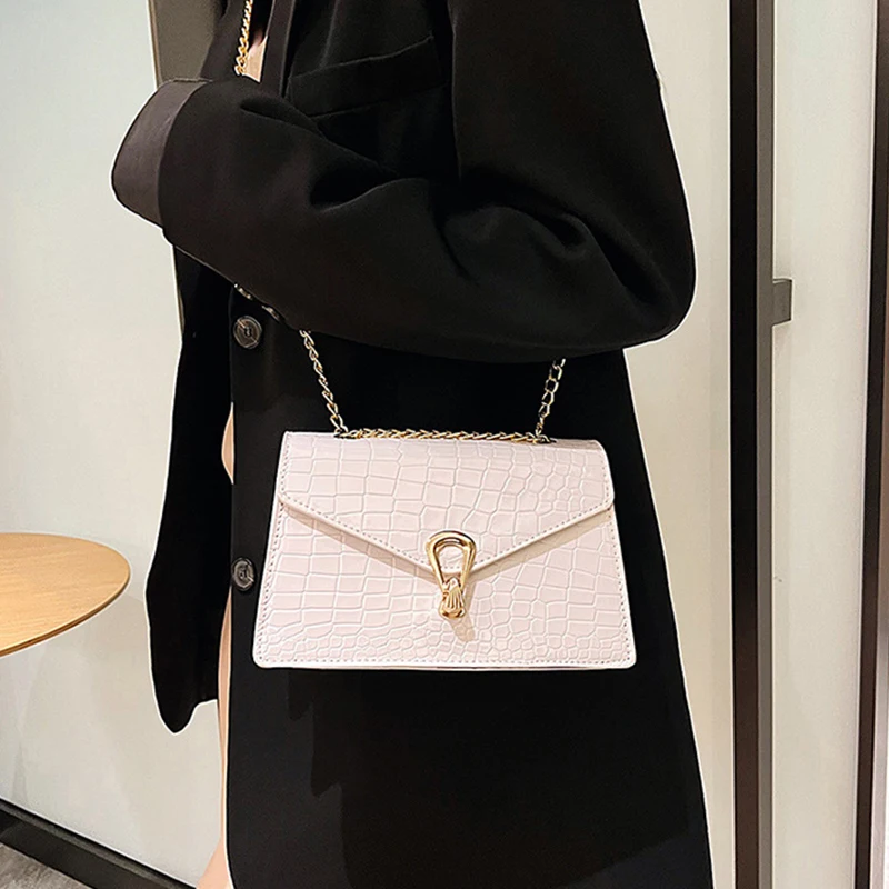Fashion Luxury Design PU Leather Women Messenger Bag Female Chain Shoulder Crossbody Bag Small Ladies Underarm Top Handle Bag