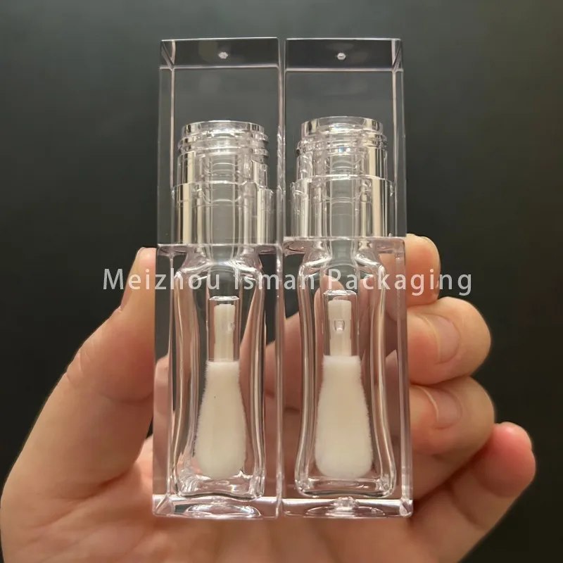 

50Pcs Best Selling PETG Square 8ML Empty Clear Crystal Lip Gloss Bottle Wholesale Cosmetic Packaging Lipgloss Tube Container
