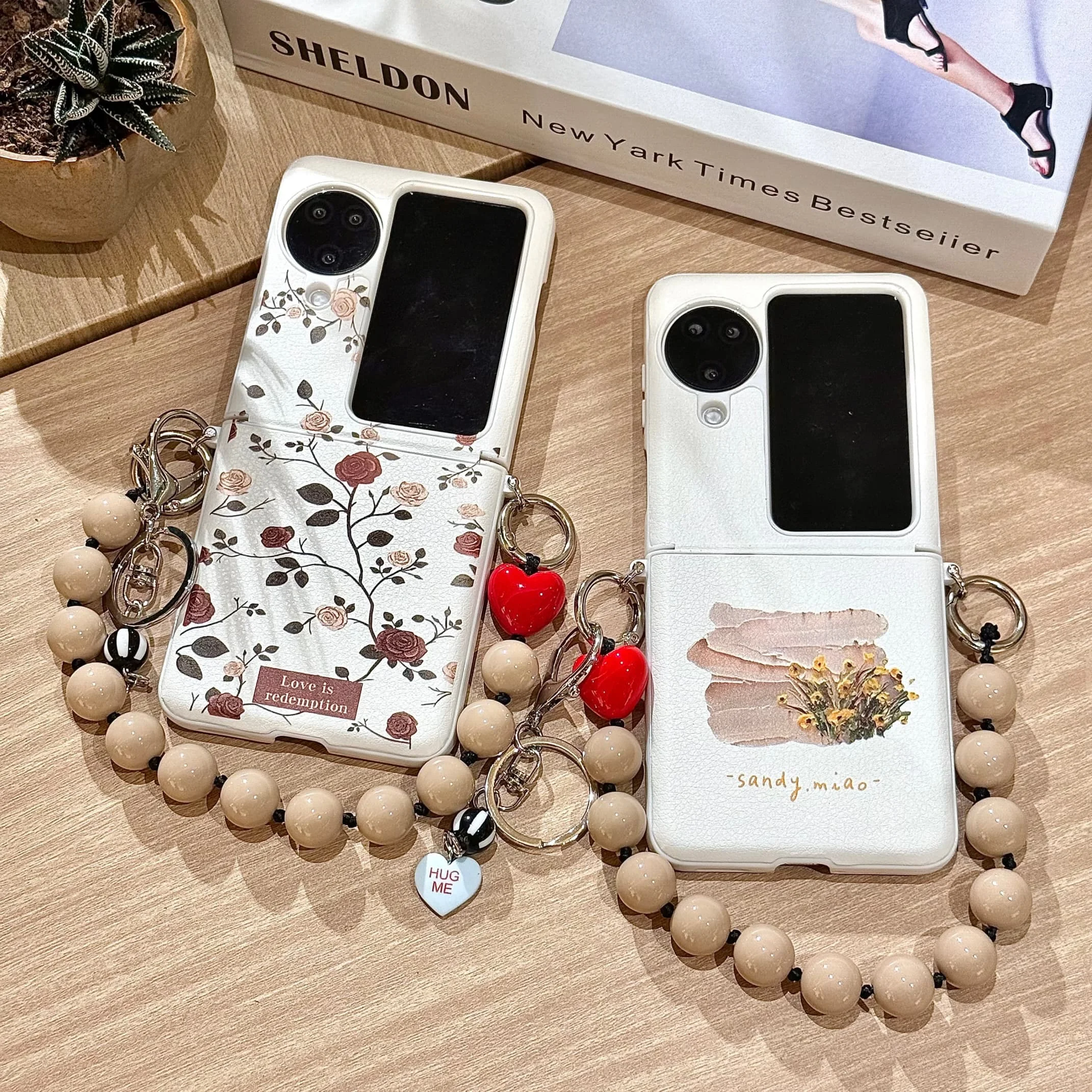 

Back Cover For OPPO Find N3 N2 Flip Case Rose Yellow Flower Bracelet Wristband Chain Hard Pc Shockproof Phone Case