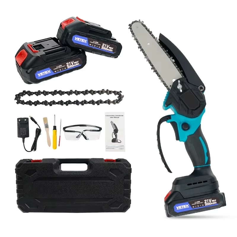 

Hot Sale CS-D-0601 Mini 21V Cordless Electric Chainsaw Power Tool with 2 Batteries & 1 Charger for Garden Woodworking Cutting