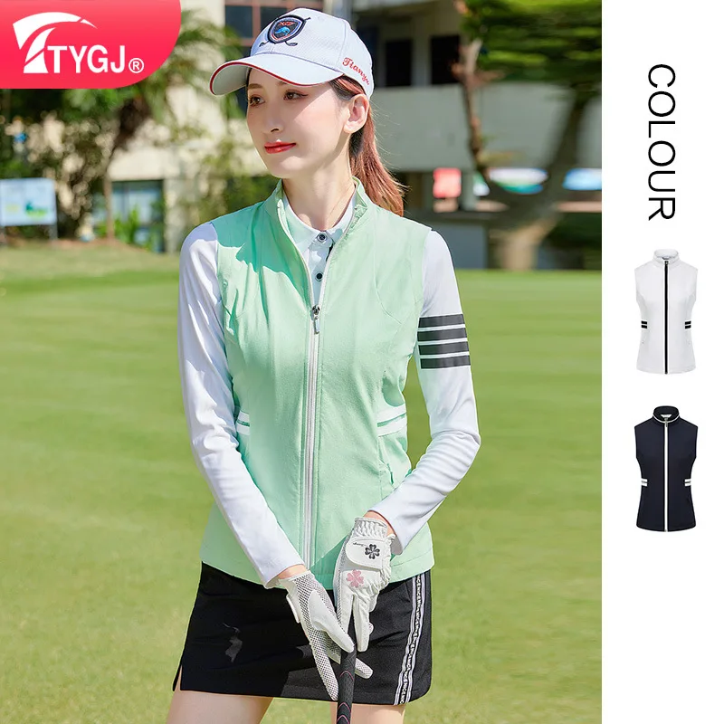 TTYGJ Golf Tank Top Early Autumn Women's Slim Fit Casual Sports Full Zip Vest Sleeveless Lightweight Sports Top