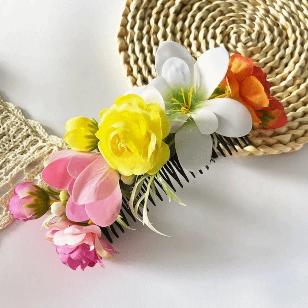 

Sweet Flower Hair Comb Bohemian Ethnic Style Thailand Flower Hairpin Hair Clip Fixed Combs Wedding Bride Accessories Headdress