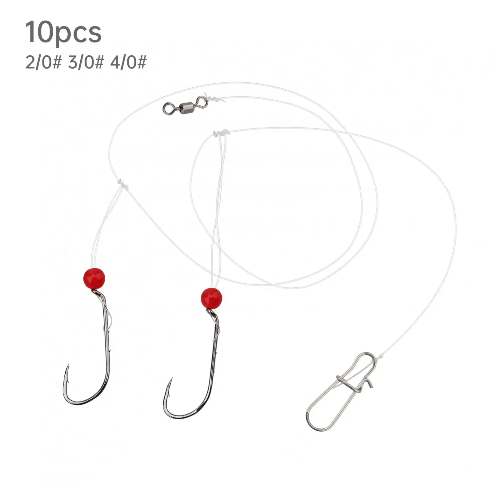 10pcs Baitholder Hook Nylon Line Rigs for Porgy Snapper Croaker Sea Trout Tautog Spot with Swivel & Snap