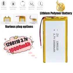 1260110 3.7V 10000mAh Rechargeable Lithium Polymer Battery Suitable for Toy Power Bank GPS Laptop Camping Light Actual Capacity