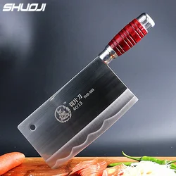 SHUOJI Top Quality Slicing Knife Chinese Handmade Kitchen Chef Knife Razor Sharp Easy cut Meat Fish Vegetable Non-slip Handle