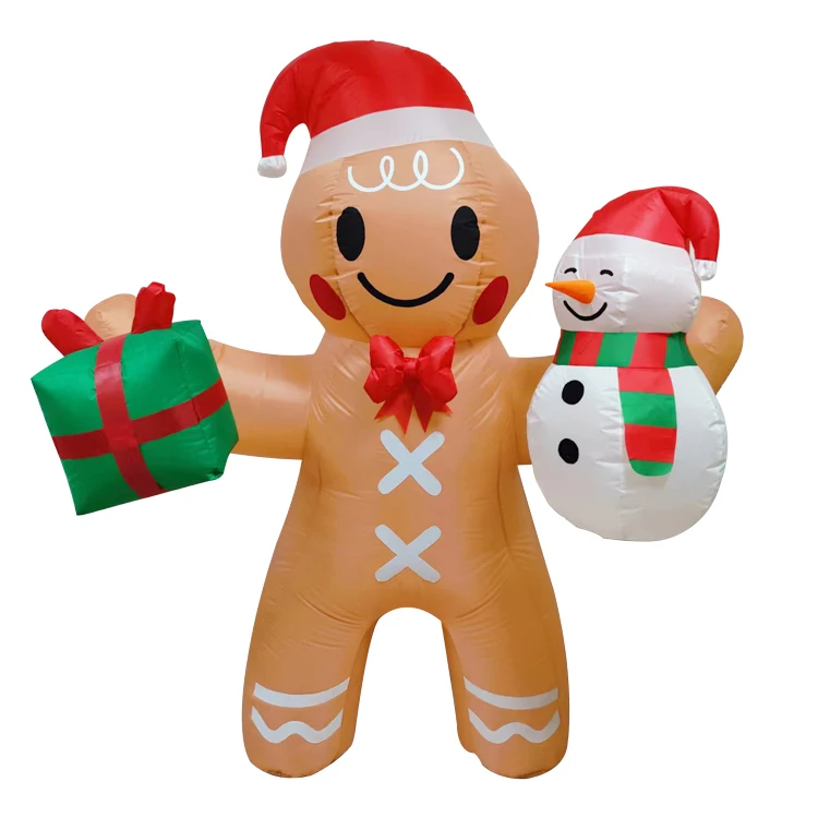 2023 Ready To Ship Christmas Inflatables Gingerbread Man Waterproof Outdoor Yard Display Decoration