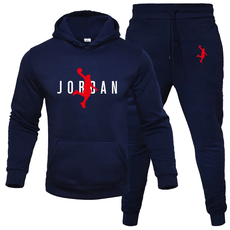 Men's Casual Hoodie New Men's Hoodie Suit Brand Sportswear Track Suit Men's Pullover Sweater Hoodie + Sports Pants Jogging