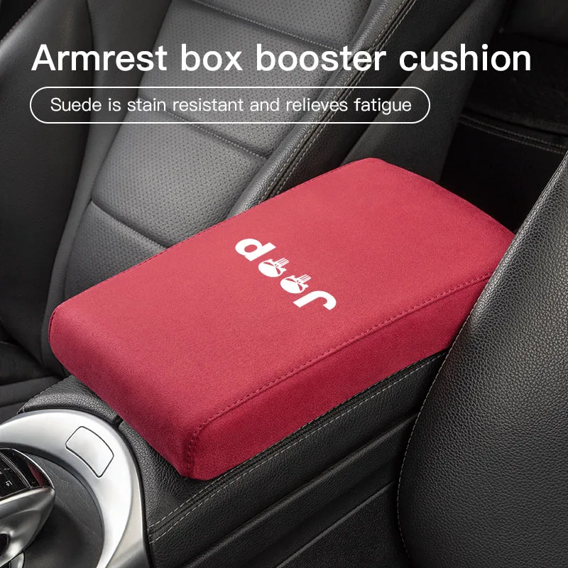 Car Suede Armrest Mat Arm Rest Box Cushion Protection Decoration Pad For Jeep Grand Cherokee Wrangler JK Gladiator Compass