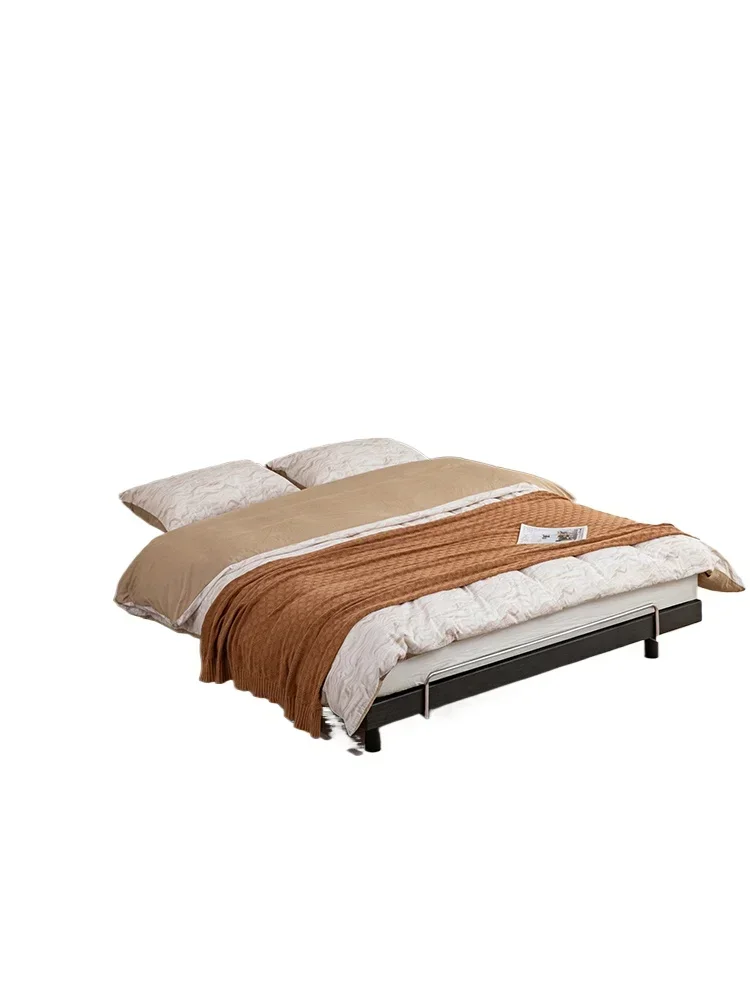 Living bed French bed Fabric soft bag bed, solid wood bed All solid wood