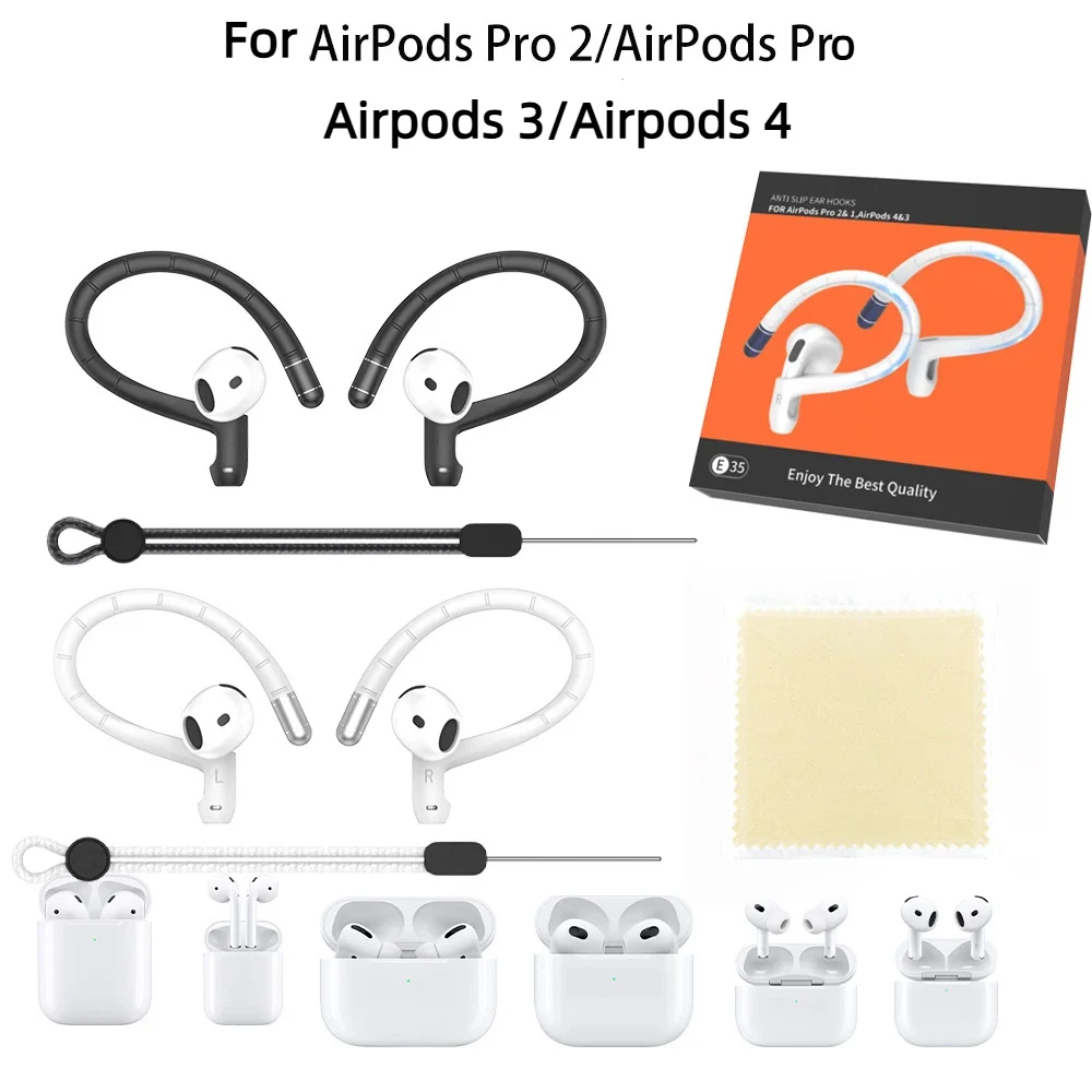 

Memory Wire Ear Hooks for Airpods Pro 1,2 & Airpods 4, 3 Added Anti-Lost Lanyard SportsAccessories Ear Hooks for Airpods Series