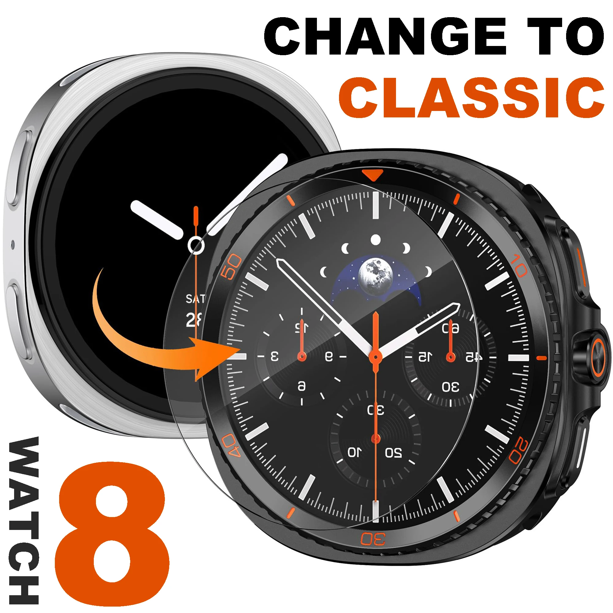 

Metal Case for Samsung Galaxy Watch8 44/40mm Tempered Glass Protector Aluminium Alloy Cover For GALAXY8 Change To 8 Classic 46mm