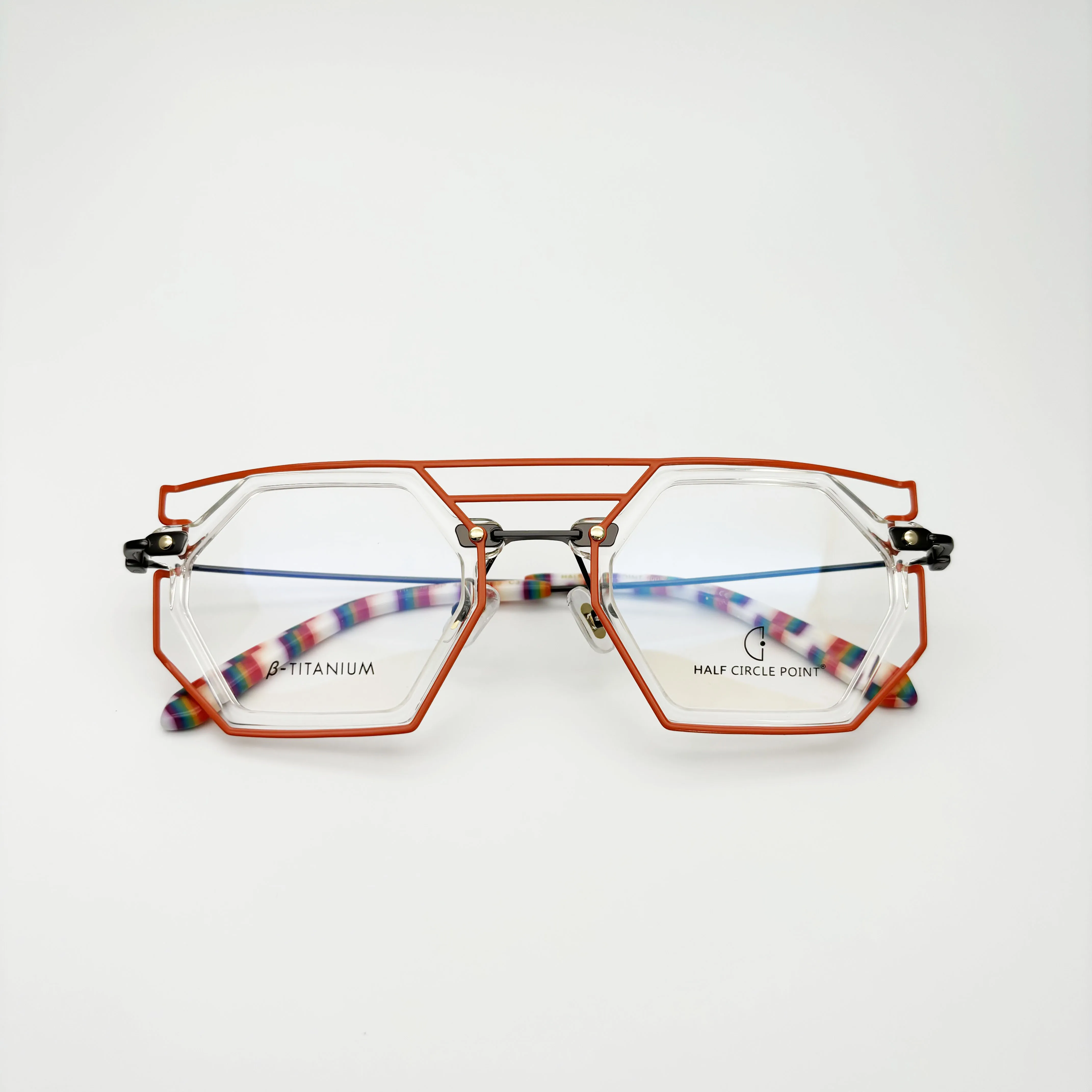 

New Arrival Fancy Colorful Vintage Retro Acetate With Titanium Spectacle Frame Precription Lens Eyeglasses HP309LGP