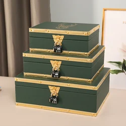 Retro Affordable Luxury Desktop Storage Box with Lock Jewelry Box Certificate Storage Box Key Password Box Small Wooden Box