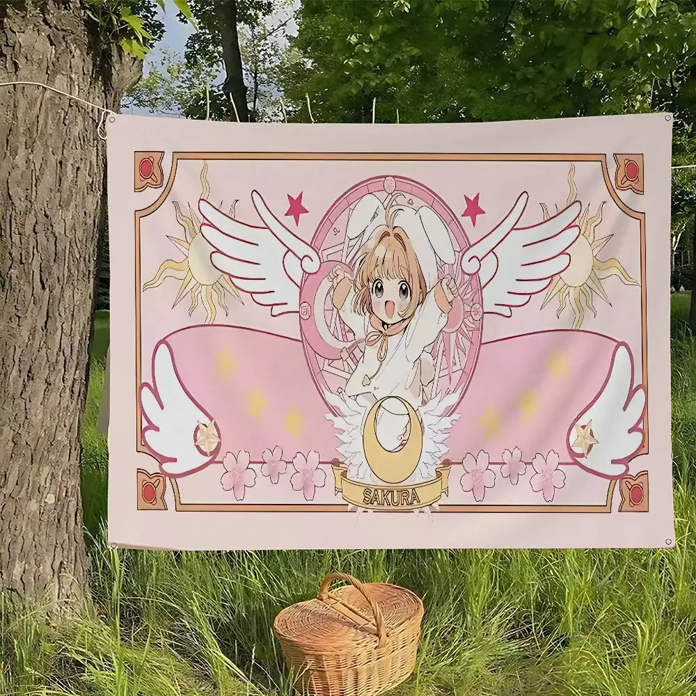 Cardcaptor Anime Sakura Printed Large Flag Art Science Fiction Room Home Decor Decor Banner