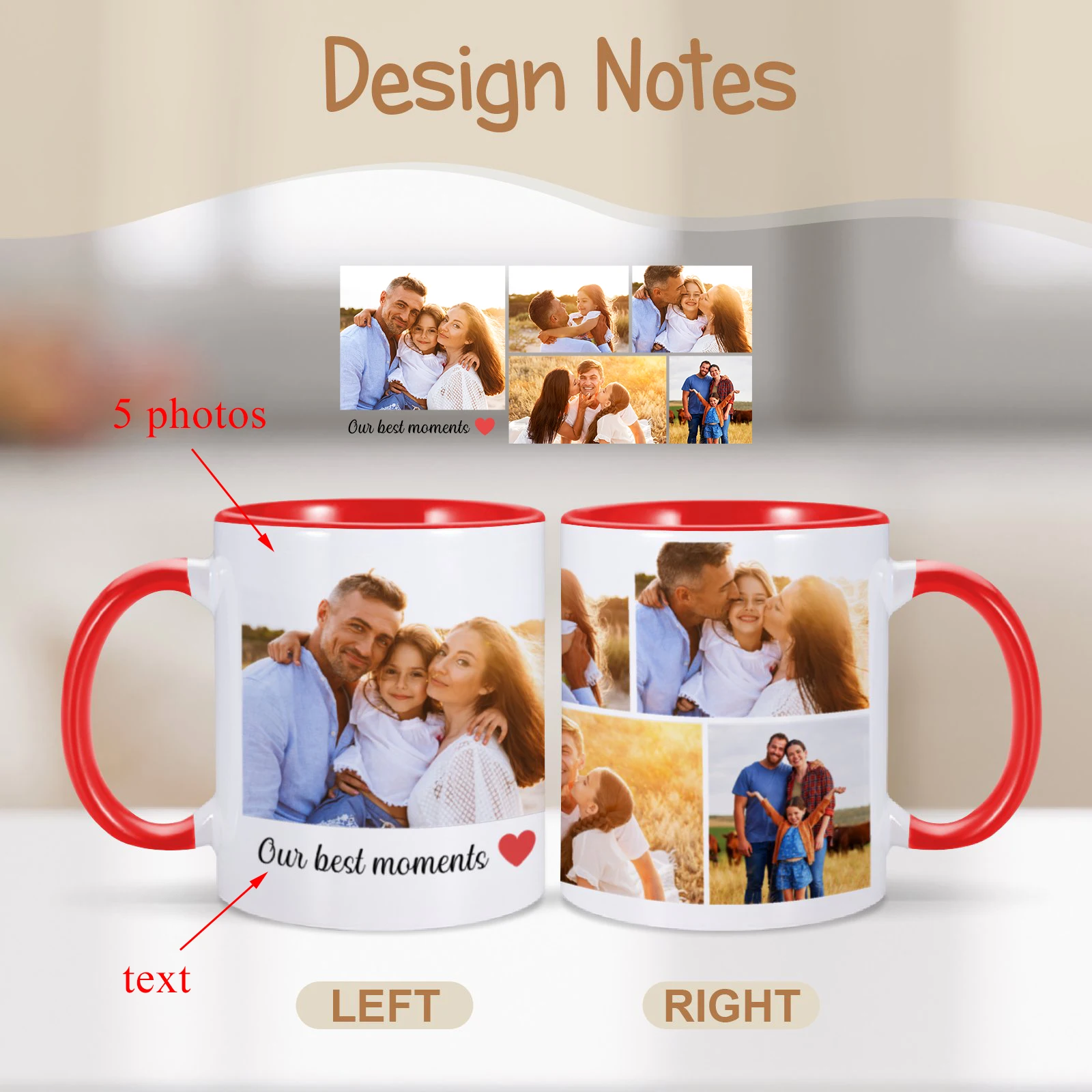 Custom Collage Photo Mug with Text Personalized Picture Coffee Mugs Unique Birthday Gift Ideas for Family Friend Couple Tea Cup