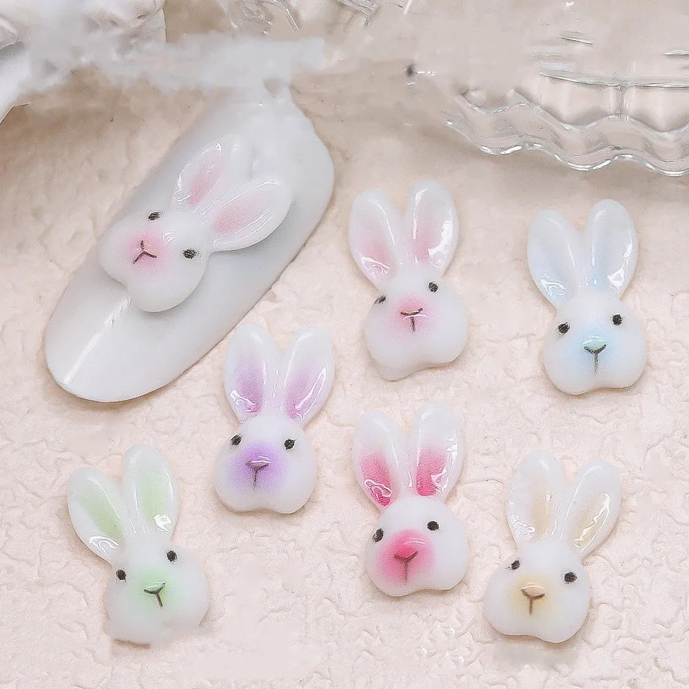 20pcs Colorful Resin Rabbit Nail Art Charms Kawaii Mixed Bulk Rhinestones Nail Decorations DIY Kawaii Accessories Manicure Parts