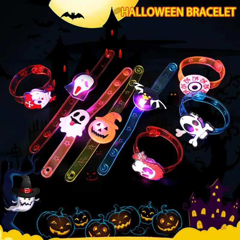 12PCS Creative Cartoon Luminous Bracelets Boys Girls Flash Wrist Band Glow In Dark Watch Children's Day Birthday Halloween Gifts