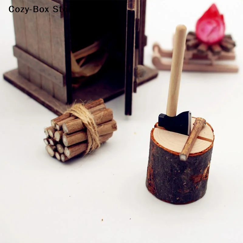 [ZY]1/3Pcs 1:12 Simulation Miniature Field Chicken Nest Axe Woodcutting Countryside Toilet Decoration[ZY]