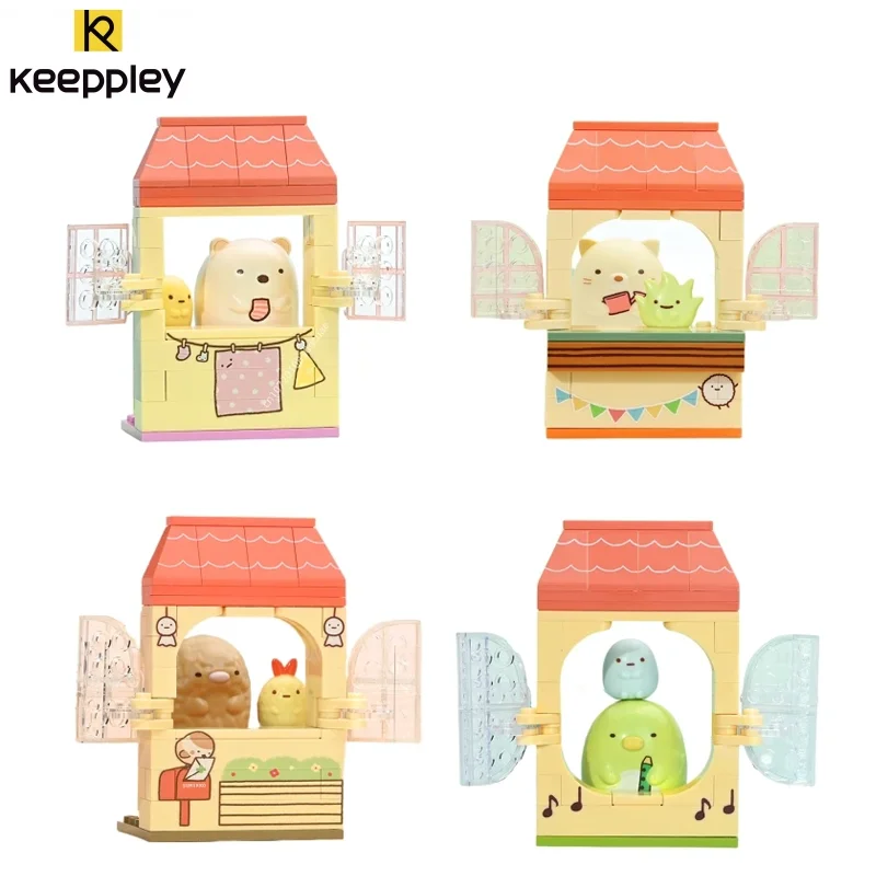 Keeppley Building Blocks Sanrio Cute Sumikkogurashi Little Friend Window Sill Scene Assembled Toys Model Ornament New Year Gift