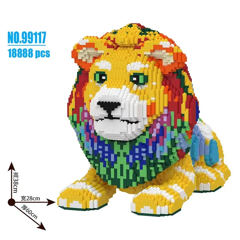 Building Block 2024 New Animal Series Colorful Lion Small Particle DIY Assembly Puzzle Adult Toy Decoration Christmas Gift