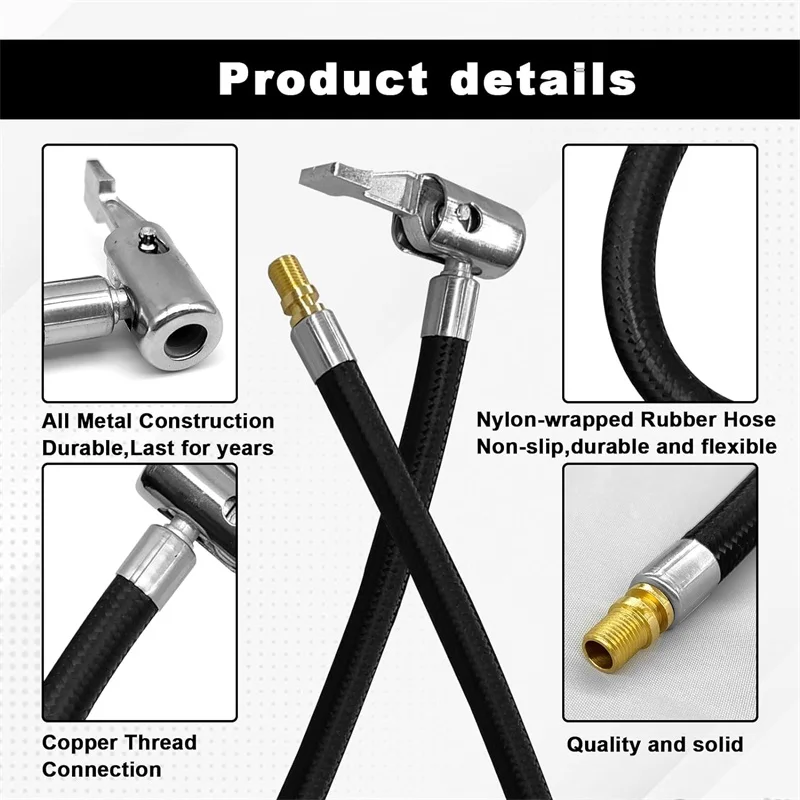 Bike Motorcycle Car Tire Air Inflator Hose Inflatable Pump Extension Tube Adapter Twist Tyre Air Connection Locking Air Chuck