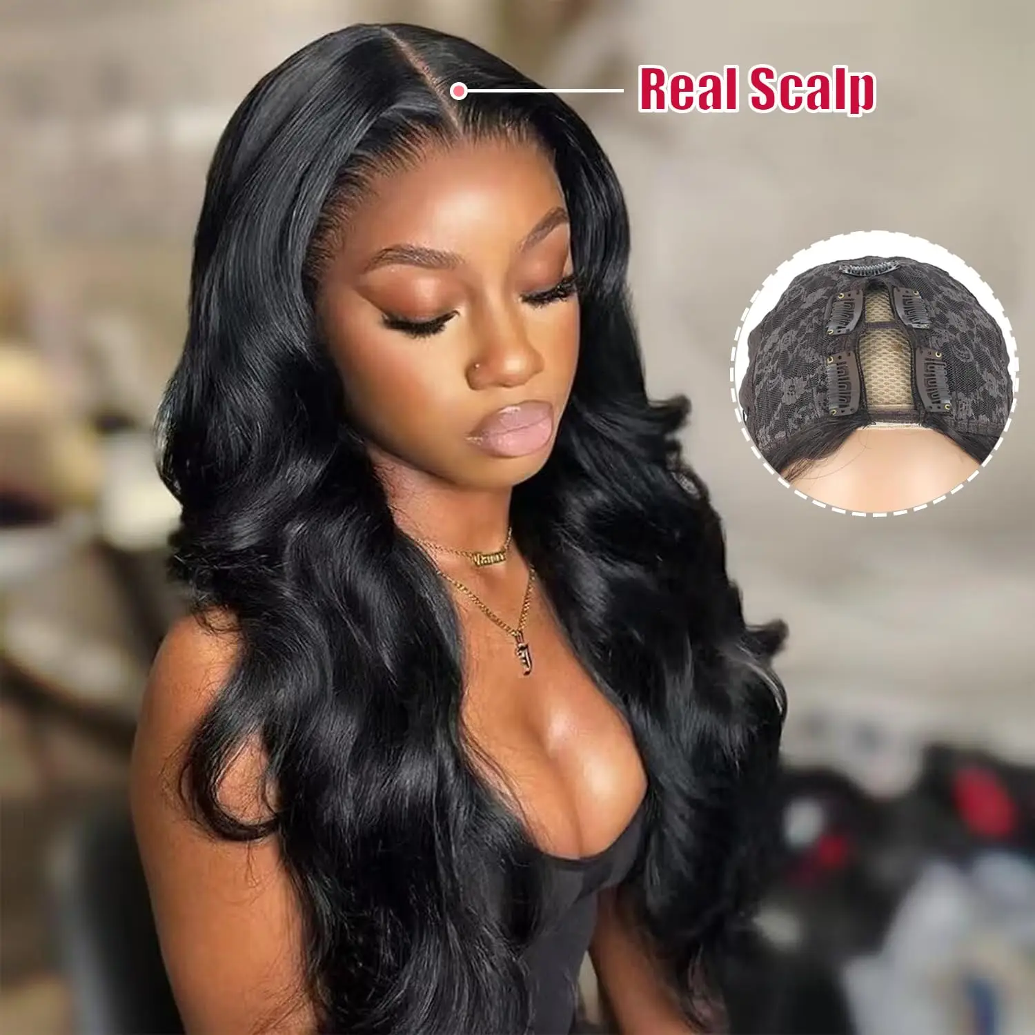 

Body Wave Human Hair Wigs V Part Wig Human Hair No Leave Out Brazilian V Part Human Hair Wave Wigs Full Machine Made For Women
