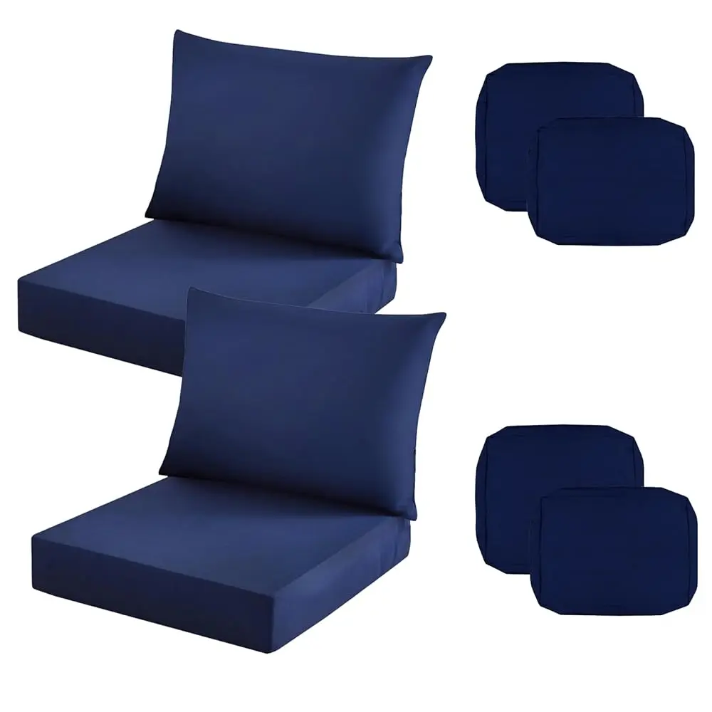 Outdoor Seat Cushion Cover Set of 2, Patio Cushion Covers Replacement Waterproof Backrest and Deep Seat Cushion Covers Set fo