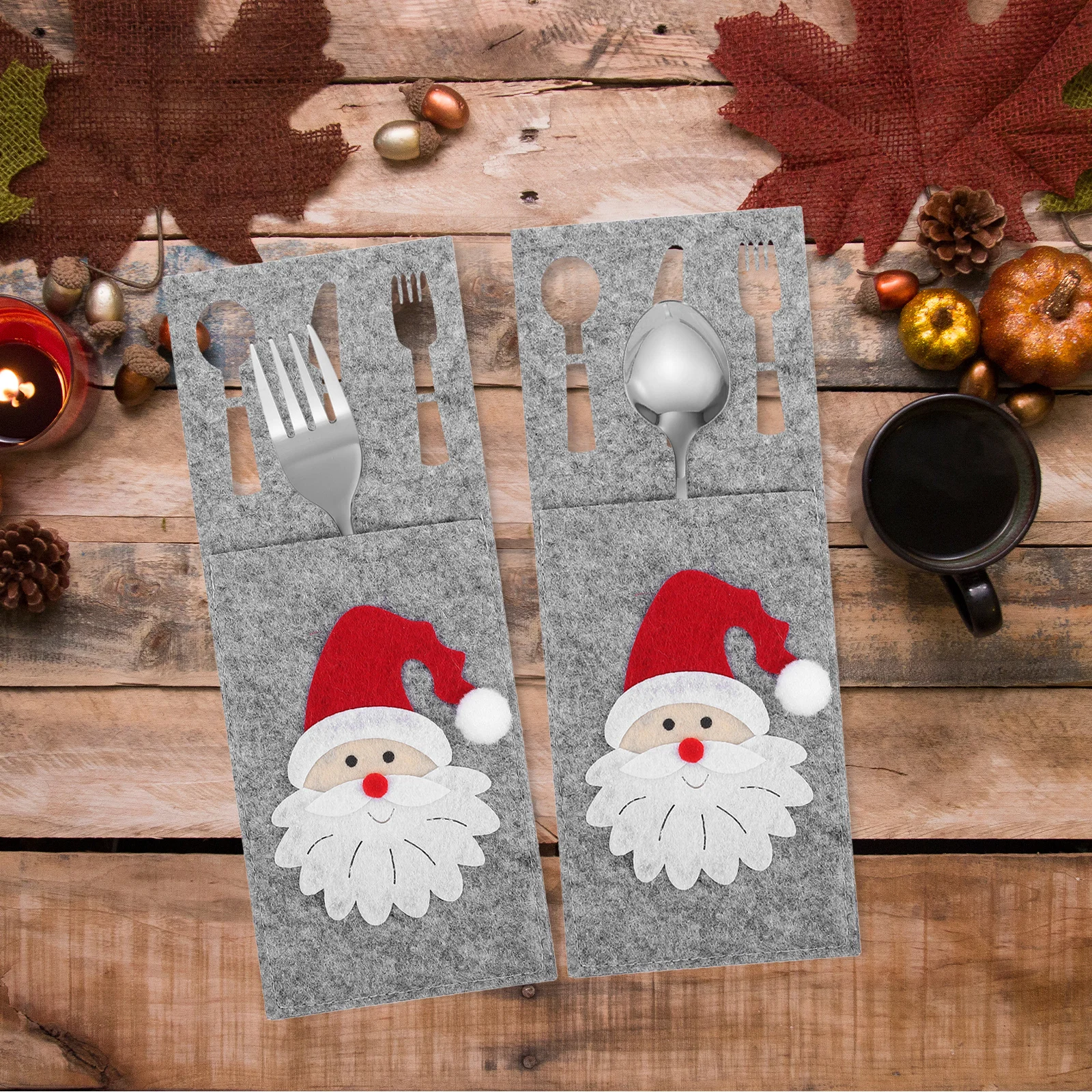 

4Pcs Xmas Cutlery Pouch Tableware Bags Small Cloth Fork Spoon Holder Christmas Party Silverware Holder Holiday Decoration