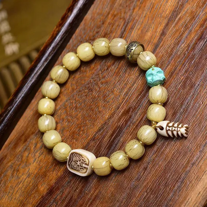 Backflow Old Beads Single-Wrap Bracelet Tibetan Collectables-Autograph Rosary Agate Adai Yak Bone Accessories