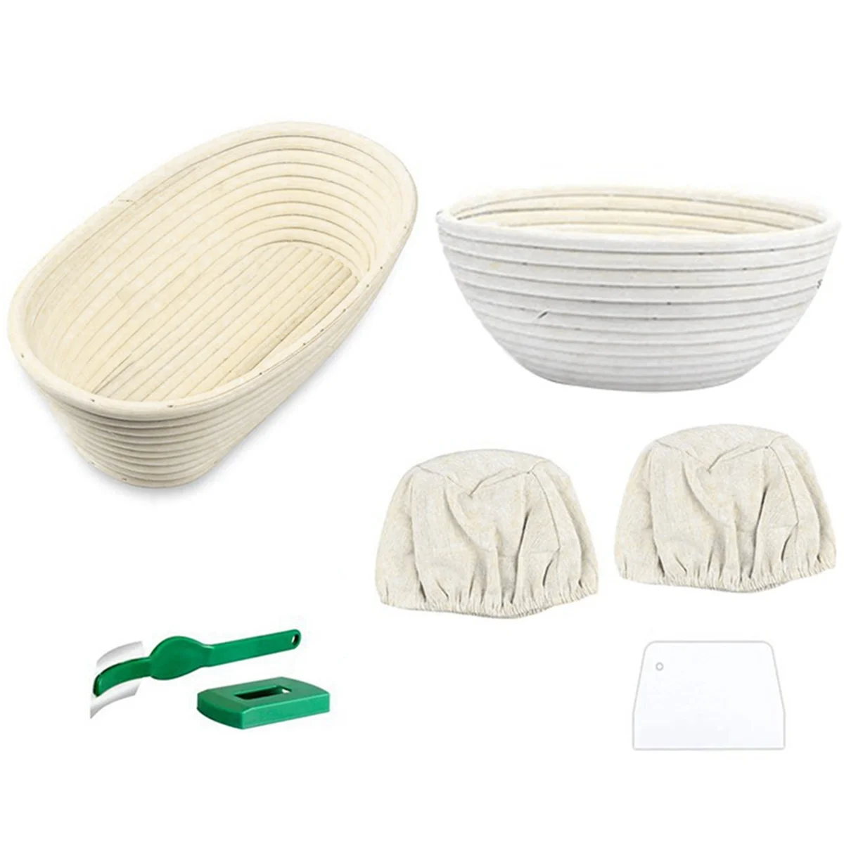 6Pcs Banneton Proofing Bread Basket with Removable Liner and Scraper for Baker Baking Tools