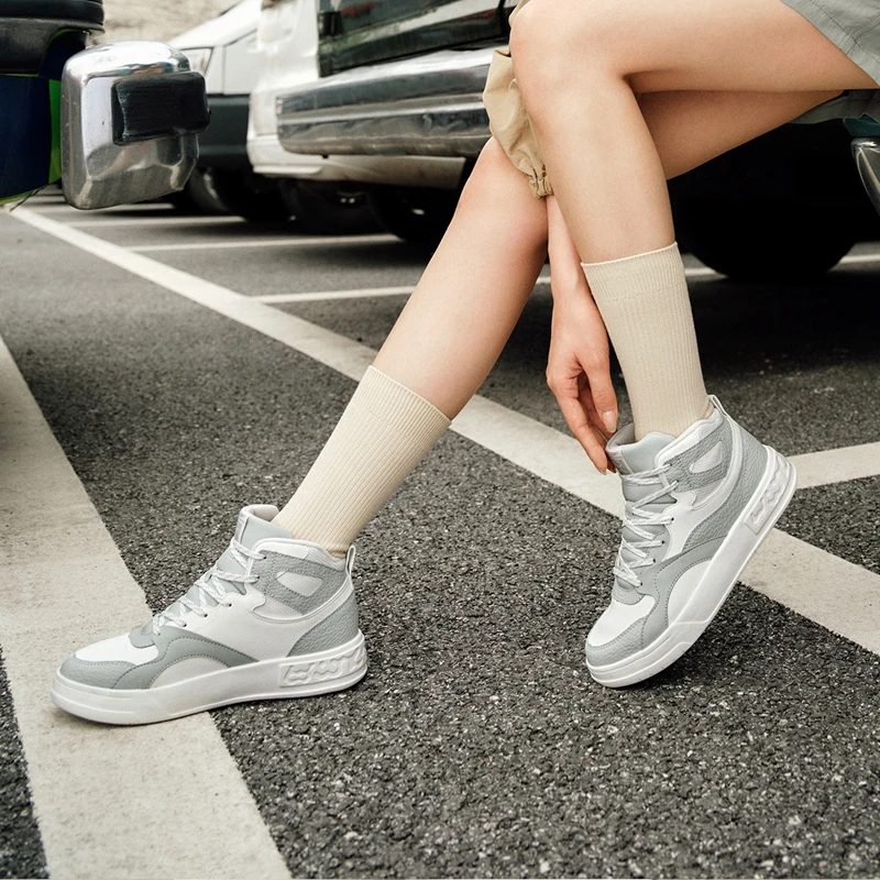 Xtep Mubai 2.0 Skateboarding Shoes Women\'s High Top Wear-Resistant Sports Shoes Comfortable Street Style Sneakers 877318310015