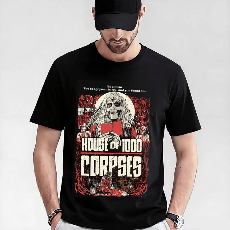 

Horror Movie House of 1000 corpses Scary Halloween Gift t shirt 317 Rob zombie Captain spaulding Graphic Clothes Large size Tops