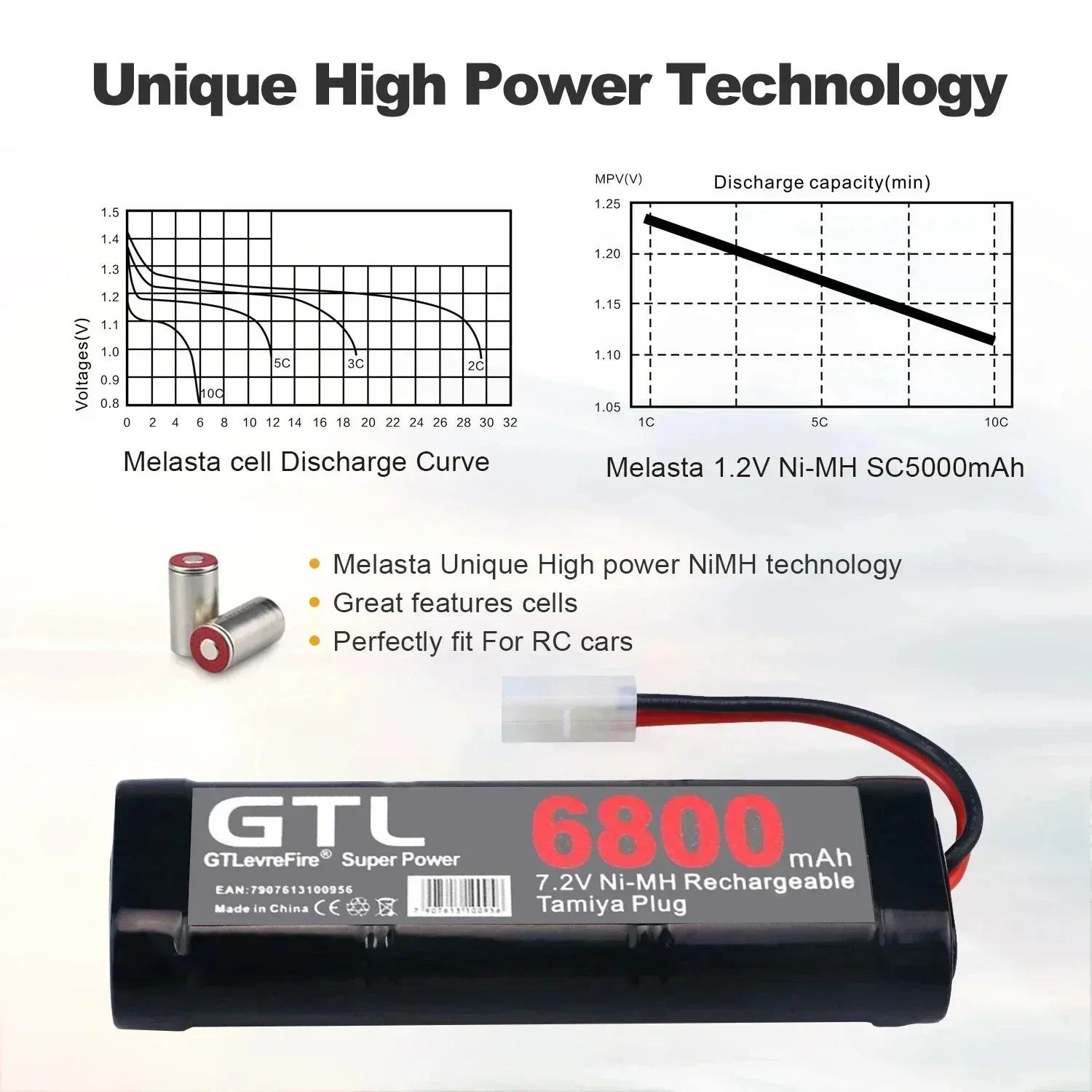 7.2VBattery 6800mah NiMH استبدال RC بطارية ل RC لعب سباق السيارات قارب الطائرات 7.2 فولت Ni-Mh Baterias مع موصل Tamiya #3