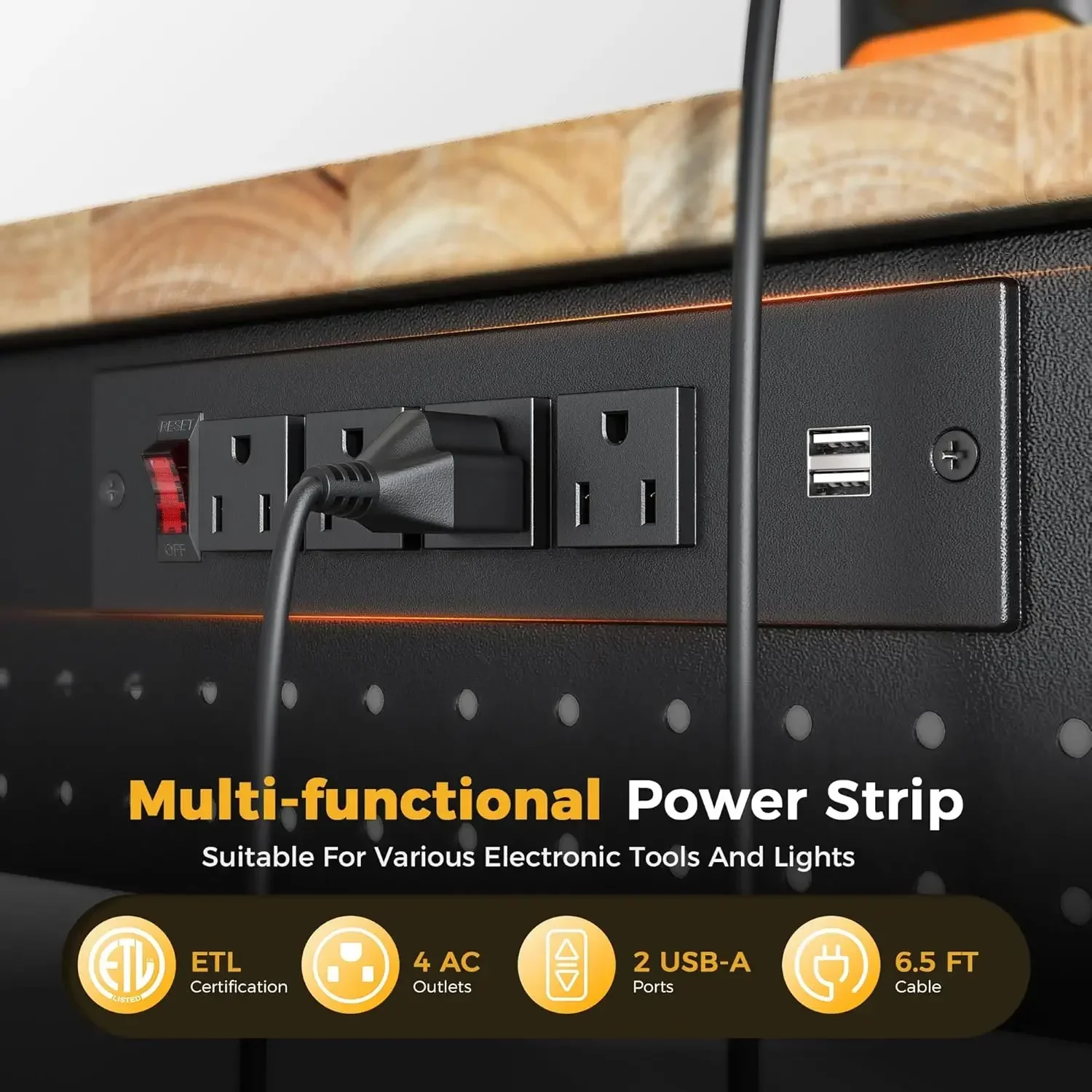 [Limited Time Offer, Clearance!]48" Adjustable Heavy Duty Workbench, 2000 LBS Load Capacity Rubber Wood Work Table with Pegboard