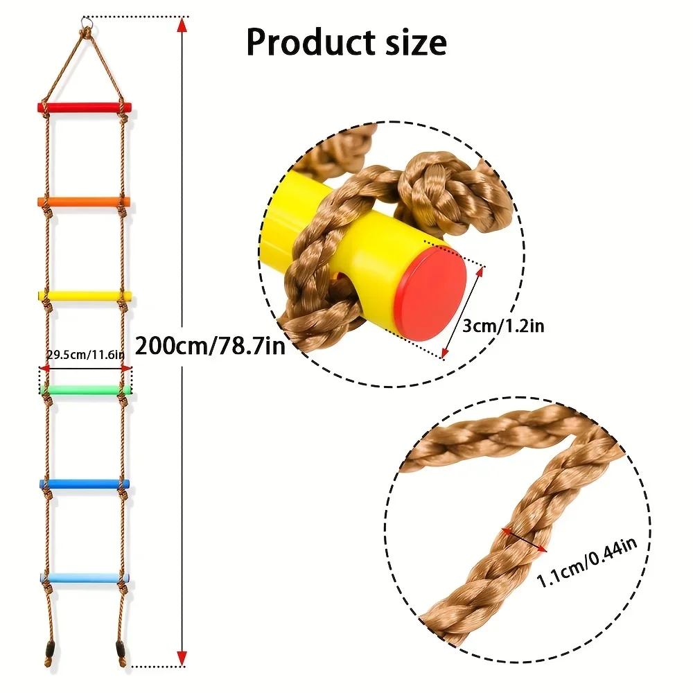 Columpio de escalera de escalada colorido para niños, juguete de PE duradero y colorido, equipo de patio de juegos interior/exterior para patio de casa, 1 ud.