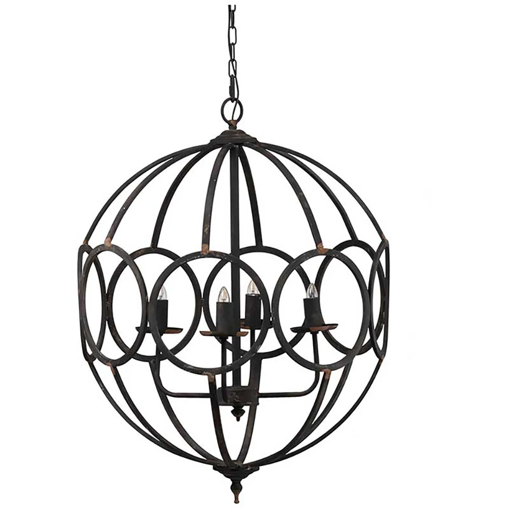 

4 - Light Metal Chandelier Hanging Light Fixture with Adjustable Chain for Kitchen Dining Room Foyer Entryway, Bulb Not Included