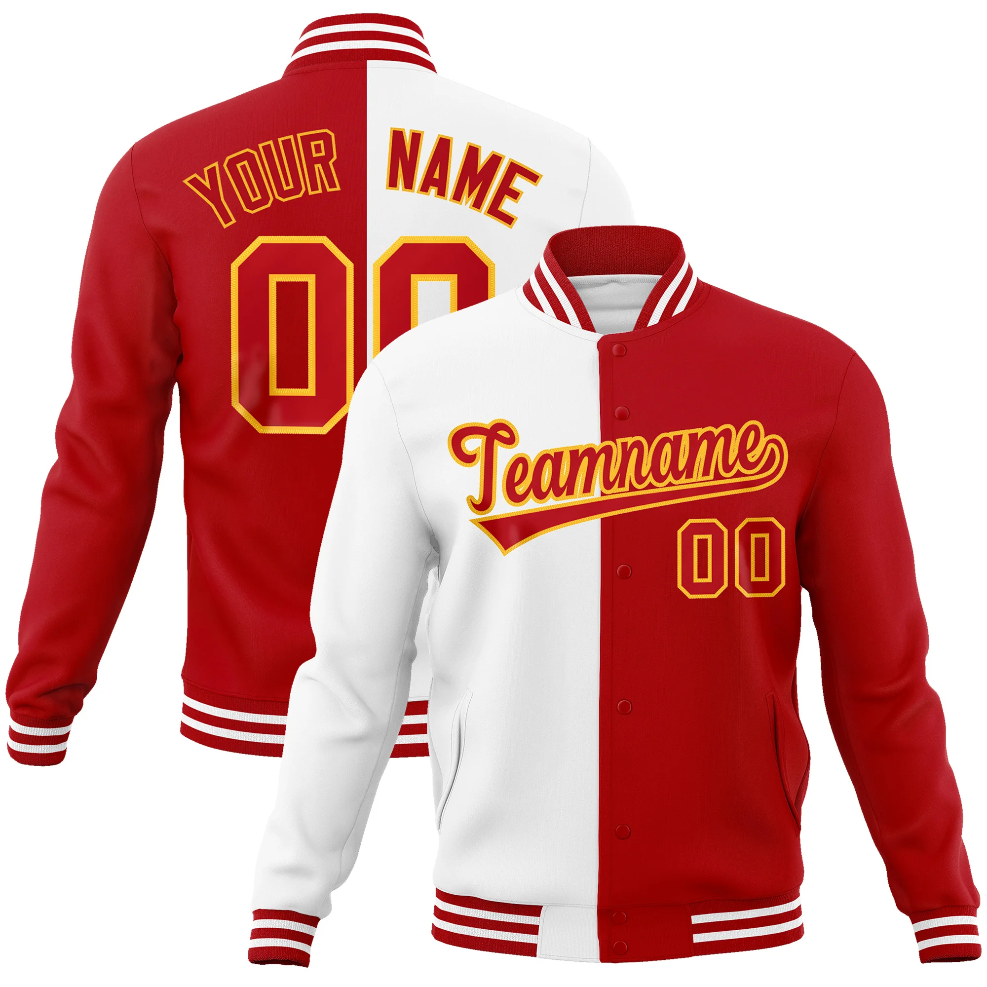 Custom Baseball Jacket Split Jacket Personalized Stitched Letter Name Number Cotton Letterman Baseball Coats For Men/Women/Youth