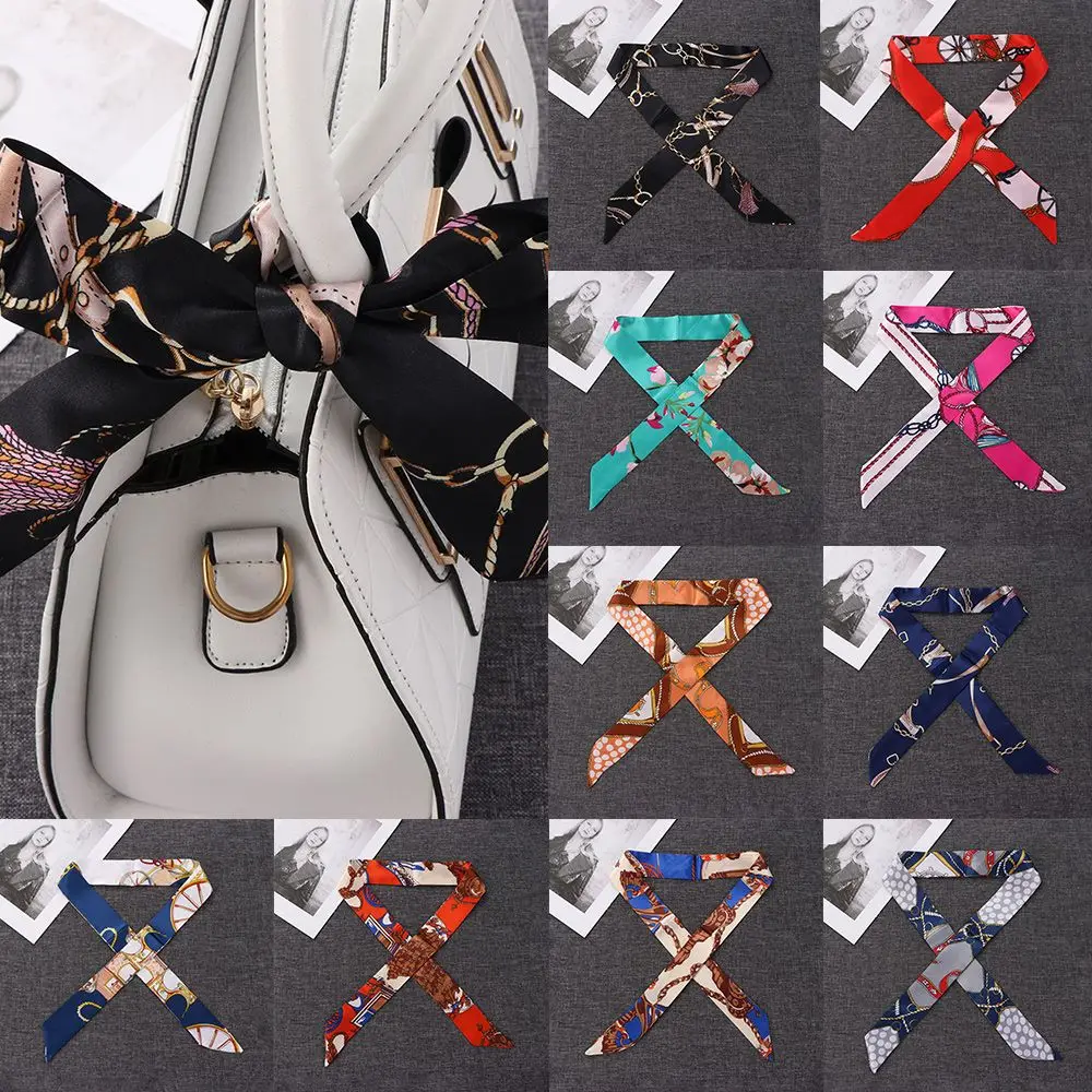 2Pcs Fashion Wrist/Waistband Decoration Accessories Neck Scarf Handbag Handle Ribbon Small Silk Scarf Decor Ribbon Scarf