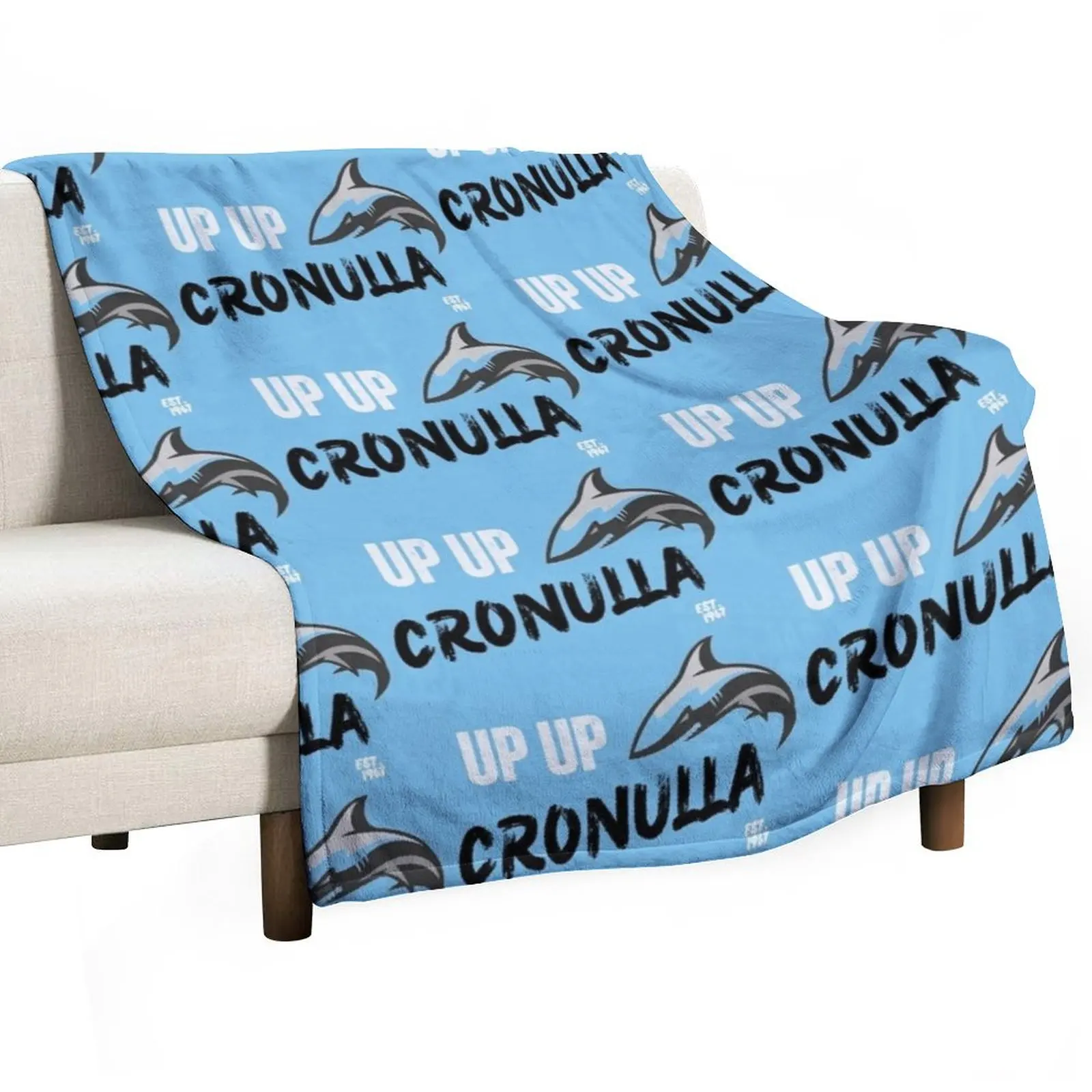 

Up Up Cronulla Sharks Rugby League Throw Blanket Compact Warm Blanket for Car Road Trip