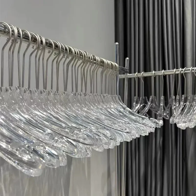 10 PCS Clothing Store Special Clothes Hanger Acrylic Crystal Transparent Plastic Children's Men's Non-slip Clothes Hanger