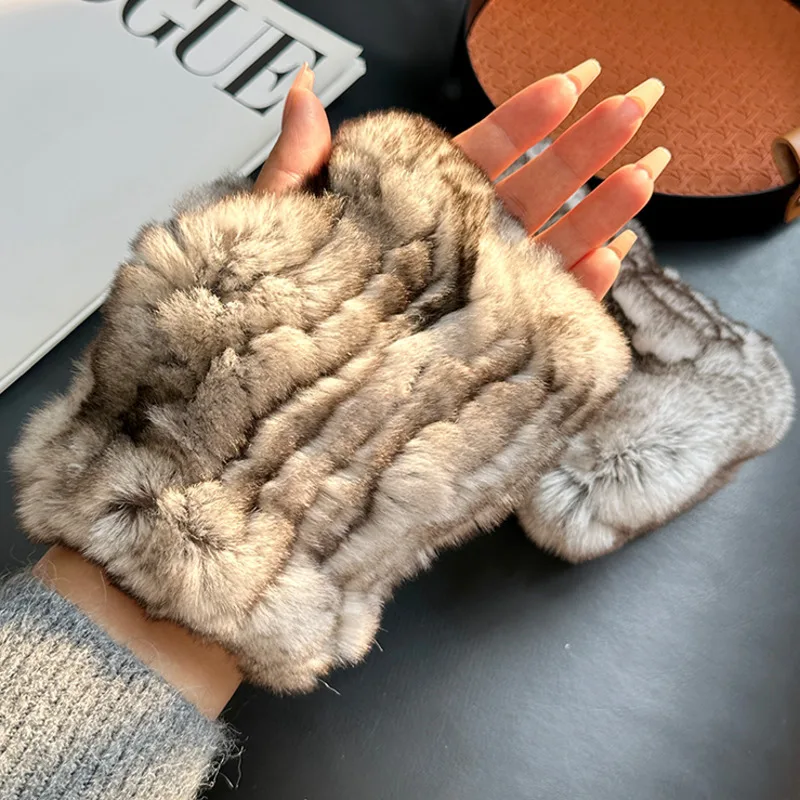gants-en-fourrure-de-lapin-veritable-chauds-et-epais-a-demi-doigts-pour-femmes-gants-d’hiver-sans-doigts-tricotes-avec-poignet-en-fourrure-moelleuse-et-elastique
