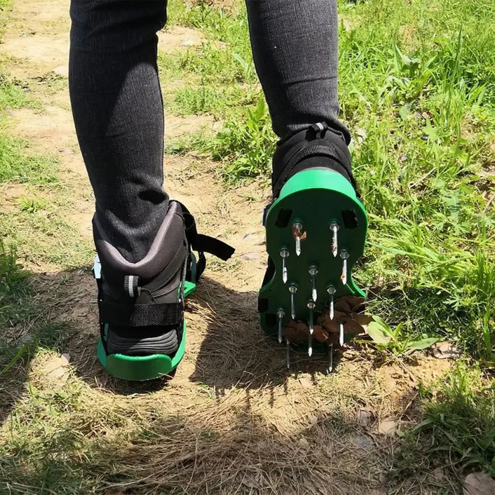 

Сапоги-аэраторы для газона с шипами и регулируемым ремнем, садовые аэраторные сандалии для аэрации почвы на газоне