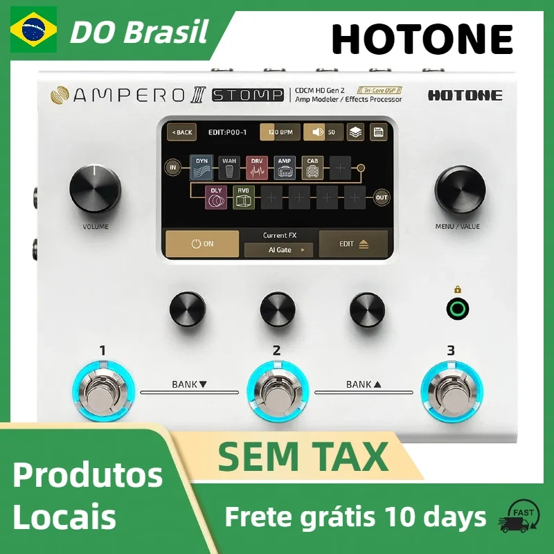 Hotone Ampero II Stomp Brasil Original New MP-300 Guitar Bass Multi-Effects Pedal Processor with EU Power Plug