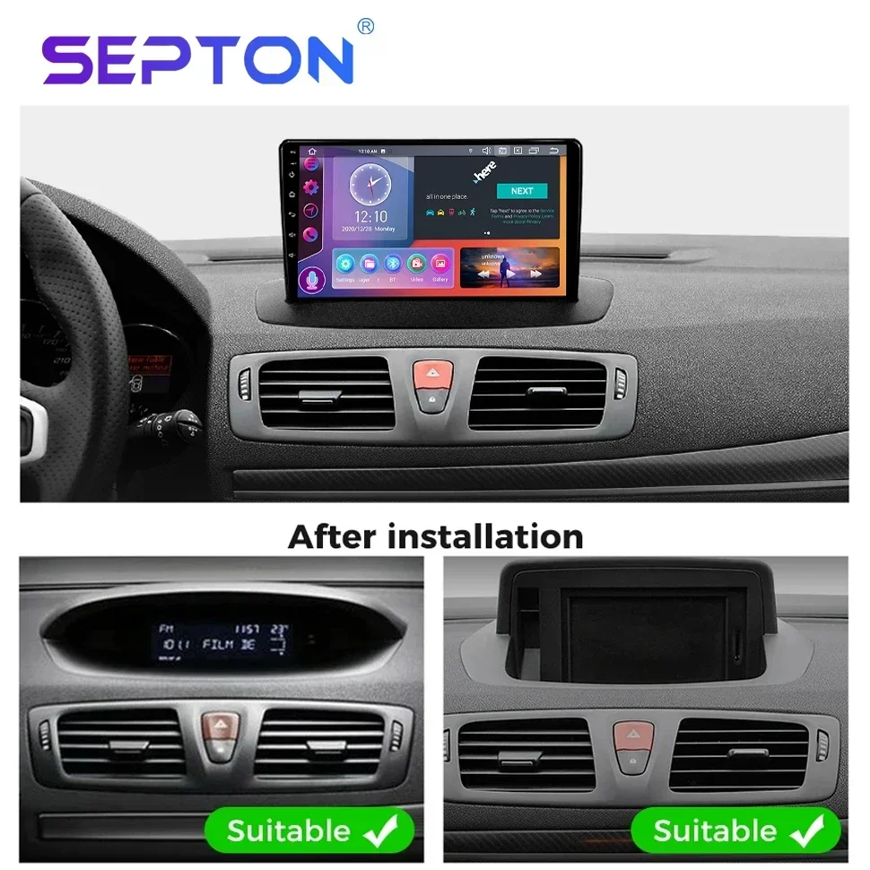 SEPTON Car Radio Multimedia Player for Renault Megane 3 Fluence Samsung SM3 2008-2014 Car Screen Android Auto Wireless Carplay